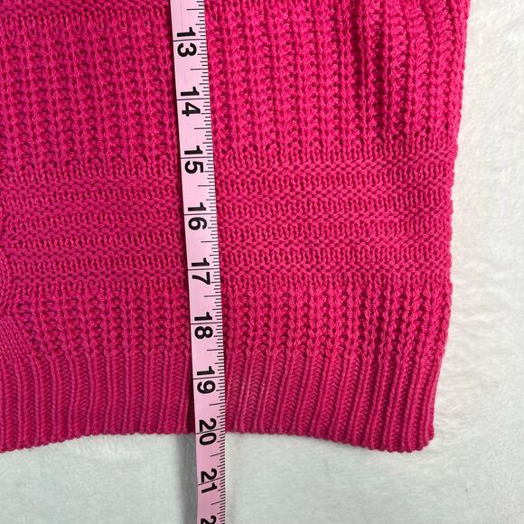 FCT With Love Hot Pink V-Neck Sweater with Lace-Up Back Size Medium - Picture 9 of 9